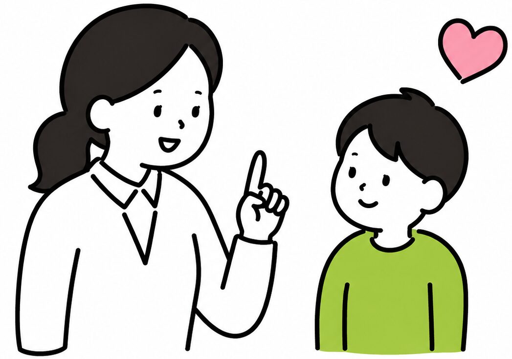 相談員が子どもに説明しているイラスト
