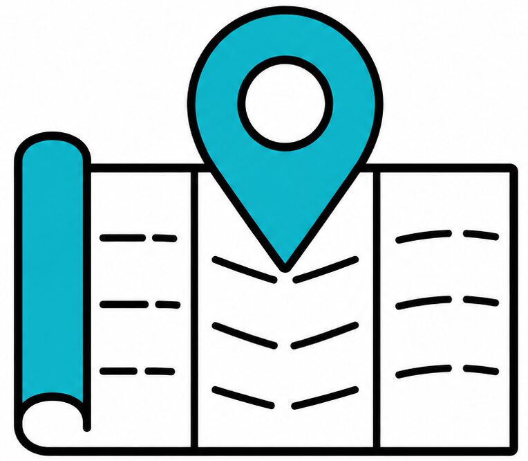 地図とピンのイラスト